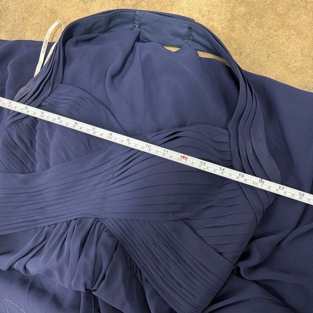 Bari Jay navy blue halter formal maxi chiffon bridesmaid dress - Picture 4 of 7